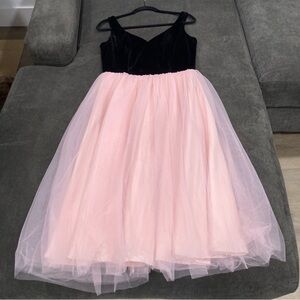 NWT! Modcloth x Collectif Black Velvet Pink Tulle Isla Swing Dress USA 8/M